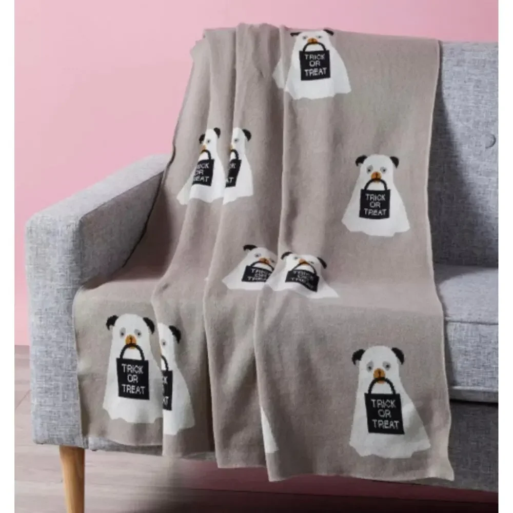 Spooky Nook Halloween Ghost Dog Throw Blanket Trick or Treat Knit Throw| 48 x 58 - Picture 1 of 5